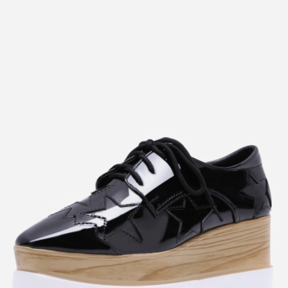 Platform sneaker - black faux patent with stars - Picture 3 of 4